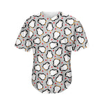 Red Heart And Penguin Pattern Print Men's Baseball Jersey