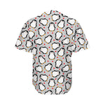 Red Heart And Penguin Pattern Print Men's Baseball Jersey