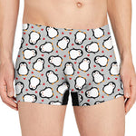 Red Heart And Penguin Pattern Print Men's Boxer Briefs