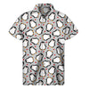 Red Heart And Penguin Pattern Print Men's Short Sleeve Shirt