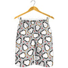 Red Heart And Penguin Pattern Print Men's Shorts