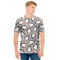 Red Heart And Penguin Pattern Print Men's T-Shirt