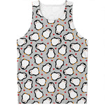 Red Heart And Penguin Pattern Print Men's Tank Top