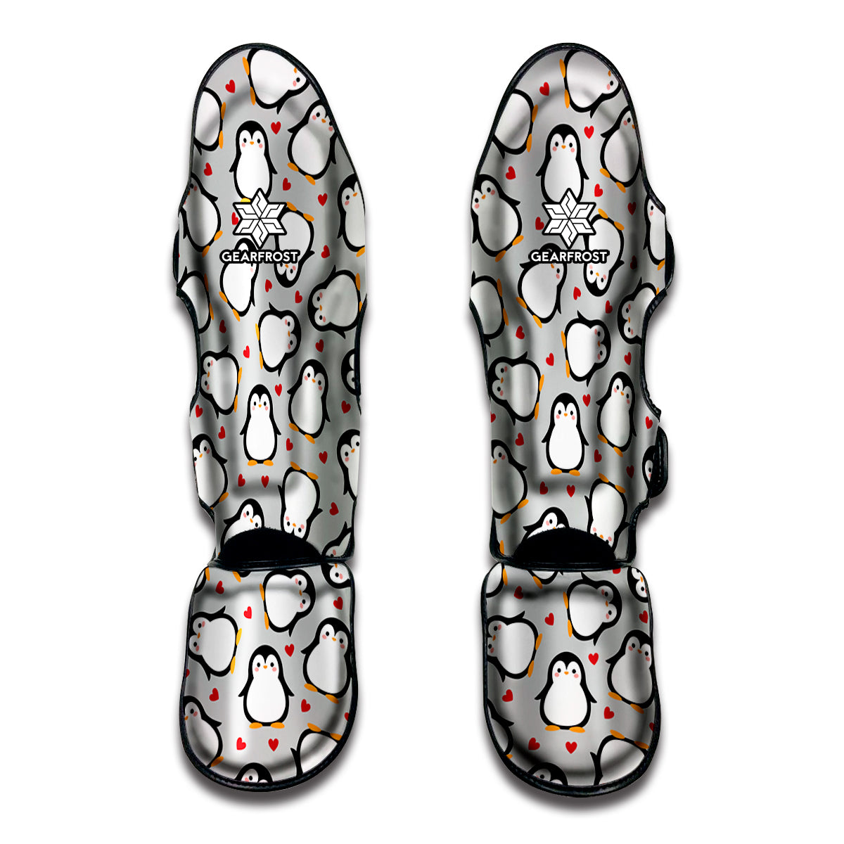 Red Heart And Penguin Pattern Print Muay Thai Shin Guard