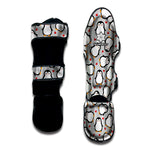 Red Heart And Penguin Pattern Print Muay Thai Shin Guard