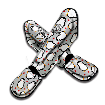 Red Heart And Penguin Pattern Print Muay Thai Shin Guard
