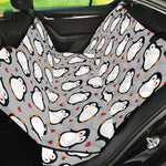 Red Heart And Penguin Pattern Print Pet Car Back Seat Cover