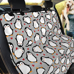 Red Heart And Penguin Pattern Print Pet Car Back Seat Cover