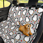 Red Heart And Penguin Pattern Print Pet Car Back Seat Cover