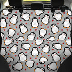 Red Heart And Penguin Pattern Print Pet Car Back Seat Cover