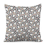 Red Heart And Penguin Pattern Print Pillow Cover