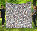 Red Heart And Penguin Pattern Print Quilt