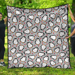 Red Heart And Penguin Pattern Print Quilt