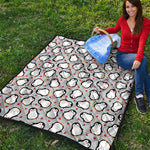 Red Heart And Penguin Pattern Print Quilt