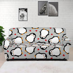 Red Heart And Penguin Pattern Print Sofa Cover