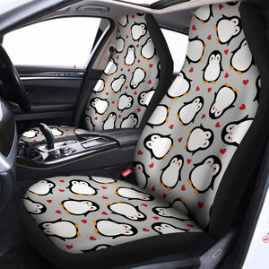 Red Heart And Penguin Pattern Print Universal Fit Car Seat Covers