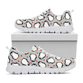 Red Heart And Penguin Pattern Print White Running Shoes