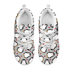 Red Heart And Penguin Pattern Print White Sneakers