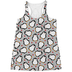Red Heart And Penguin Pattern Print Women's Racerback Tank Top