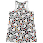 Red Heart And Penguin Pattern Print Women's Racerback Tank Top