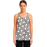 Red Heart And Penguin Pattern Print Women's Racerback Tank Top