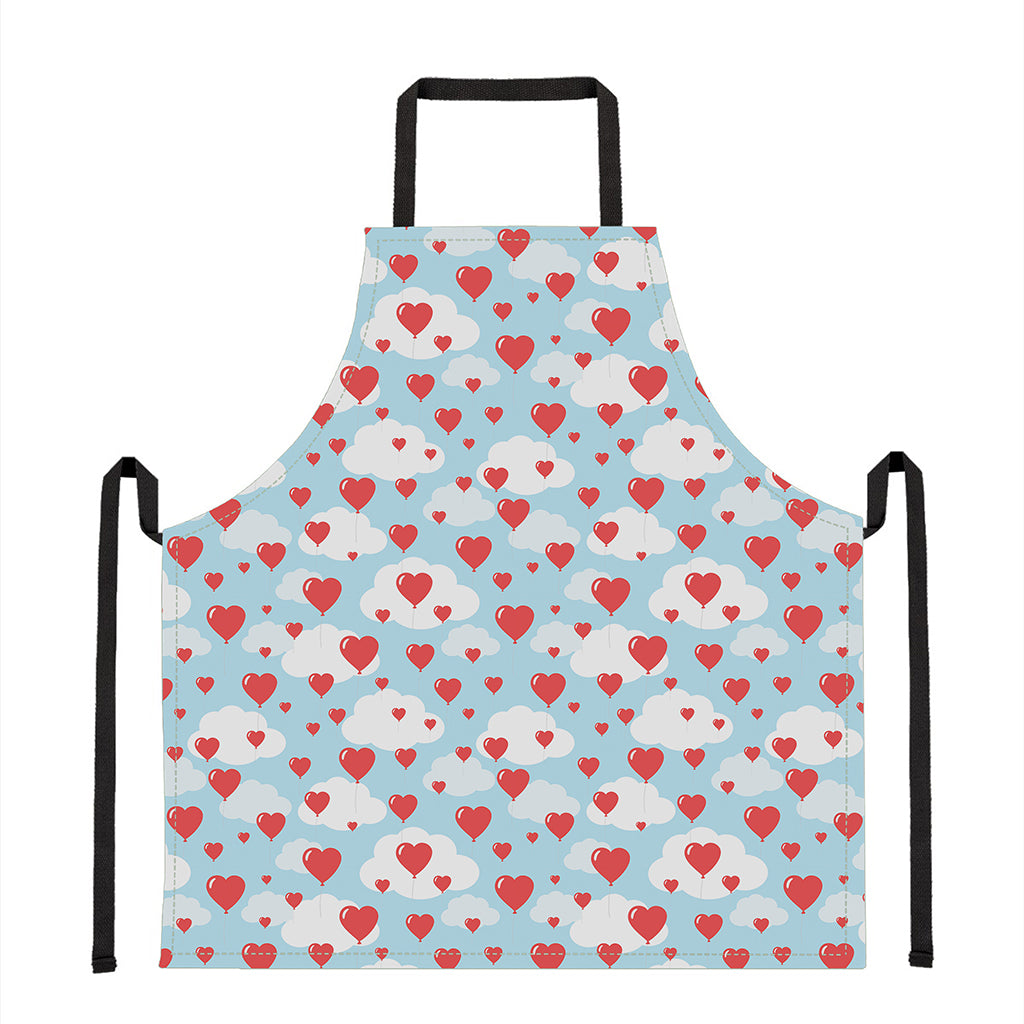 Red Heart Balloon Pattern Print Apron