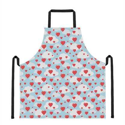 Red Heart Balloon Pattern Print Apron