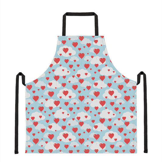 Red Heart Balloon Pattern Print Apron