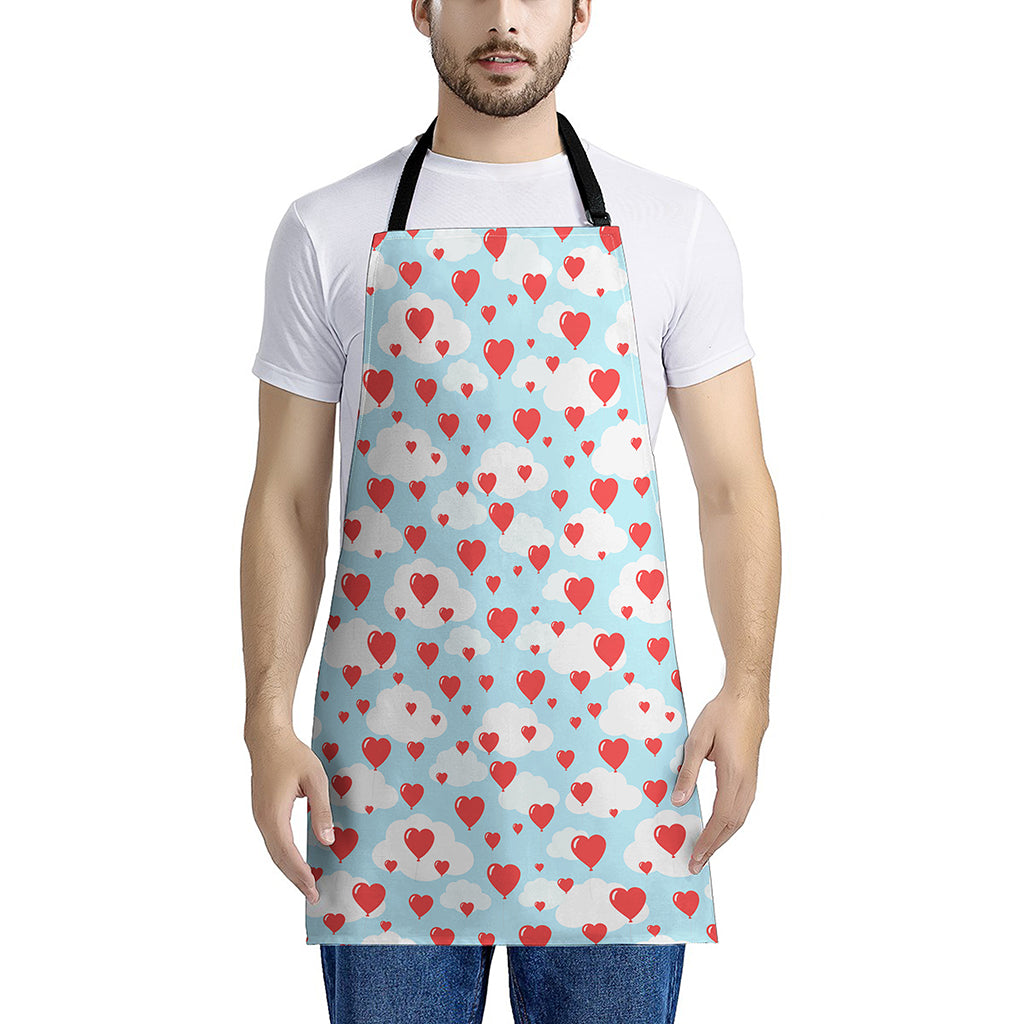 Red Heart Balloon Pattern Print Apron