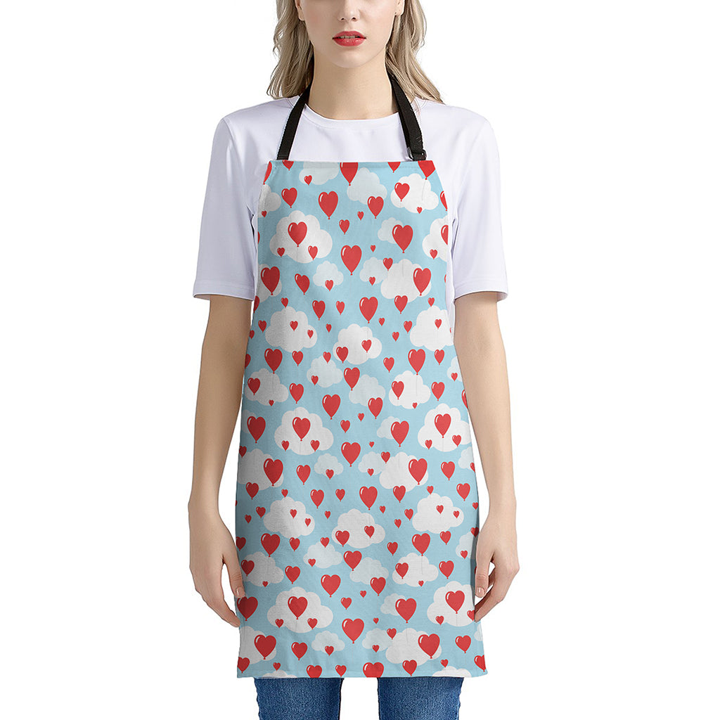 Red Heart Balloon Pattern Print Apron