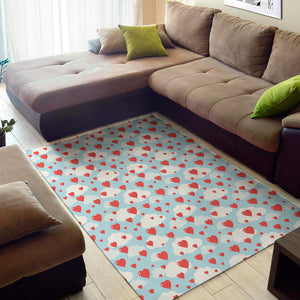 Red Heart Balloon Pattern Print Area Rug