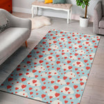 Red Heart Balloon Pattern Print Area Rug