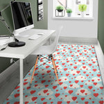 Red Heart Balloon Pattern Print Area Rug