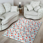 Red Heart Balloon Pattern Print Area Rug