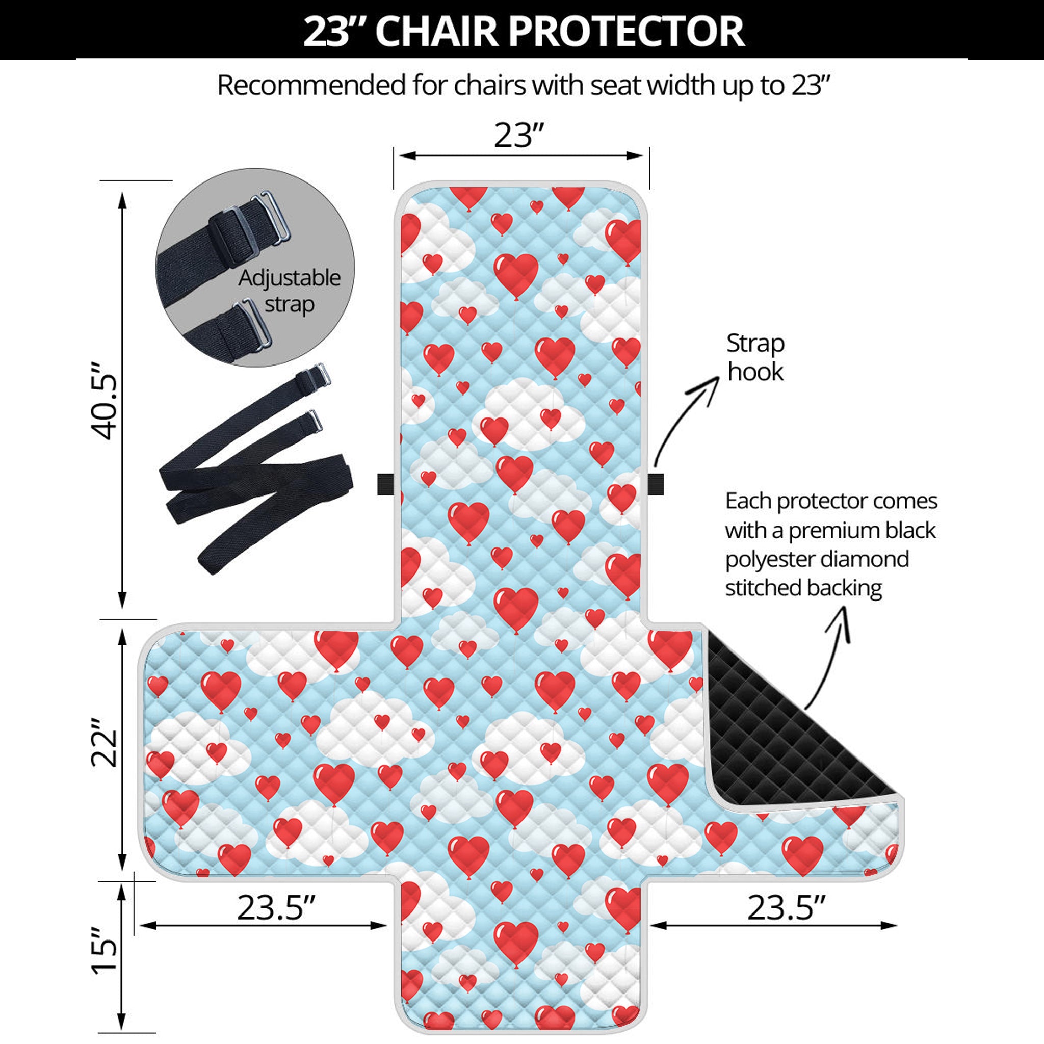 Red Heart Balloon Pattern Print Armchair Protector