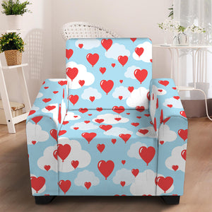 Red Heart Balloon Pattern Print Armchair Slipcover