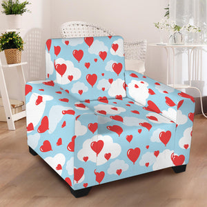 Red Heart Balloon Pattern Print Armchair Slipcover