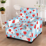 Red Heart Balloon Pattern Print Armchair Slipcover