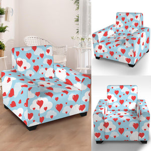 Red Heart Balloon Pattern Print Armchair Slipcover