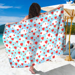 Red Heart Balloon Pattern Print Beach Sarong Wrap