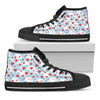 Red Heart Balloon Pattern Print Black High Top Shoes