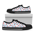 Red Heart Balloon Pattern Print Black Low Top Sneakers