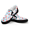 Red Heart Balloon Pattern Print Black Slip On Sneakers