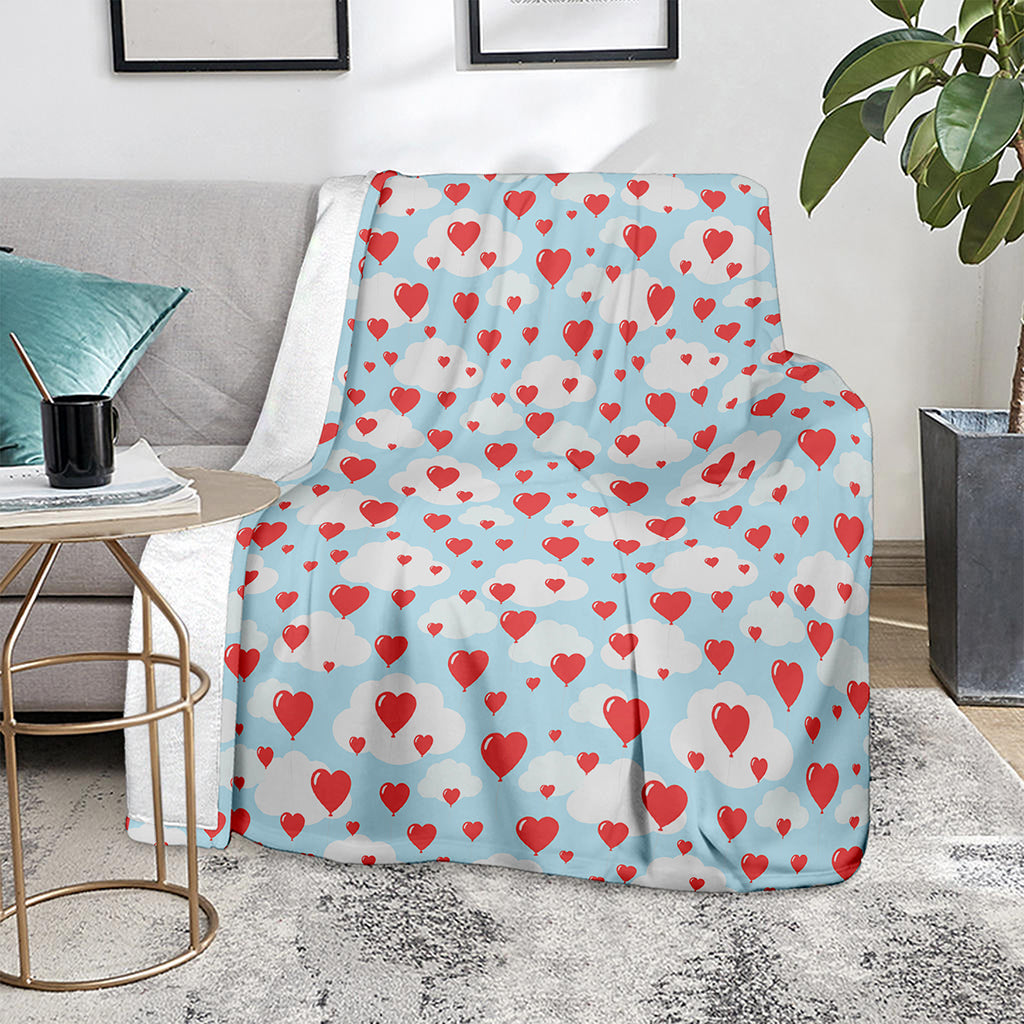 Red Heart Balloon Pattern Print Blanket