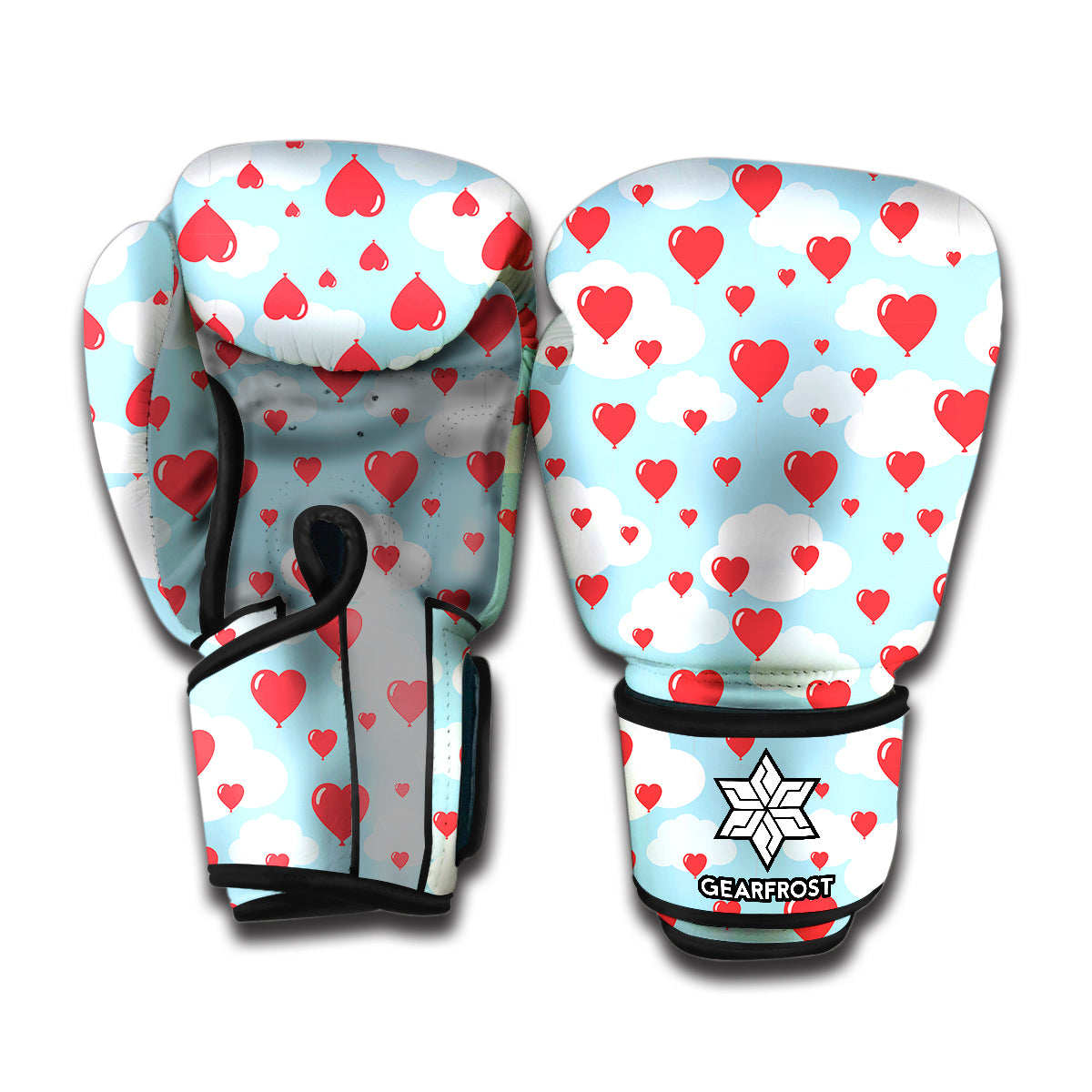 Red Heart Balloon Pattern Print Boxing Gloves