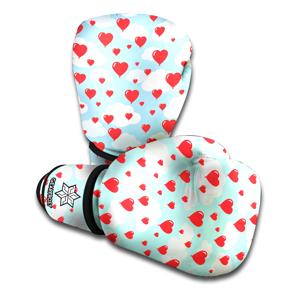 Red Heart Balloon Pattern Print Boxing Gloves