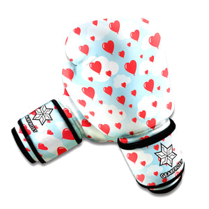 Red Heart Balloon Pattern Print Boxing Gloves