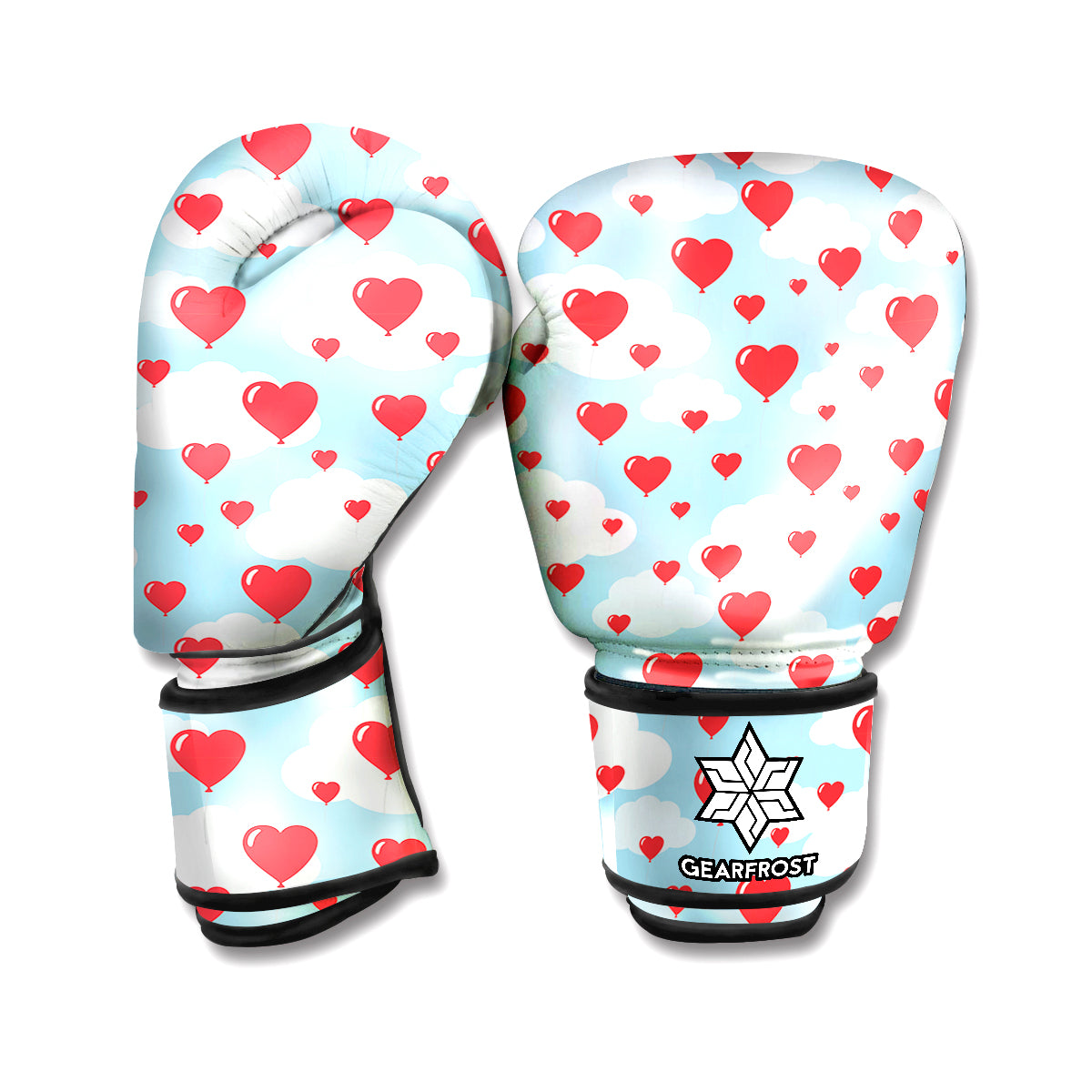 Red Heart Balloon Pattern Print Boxing Gloves