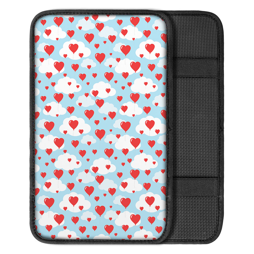 Red Heart Balloon Pattern Print Car Center Console Cover