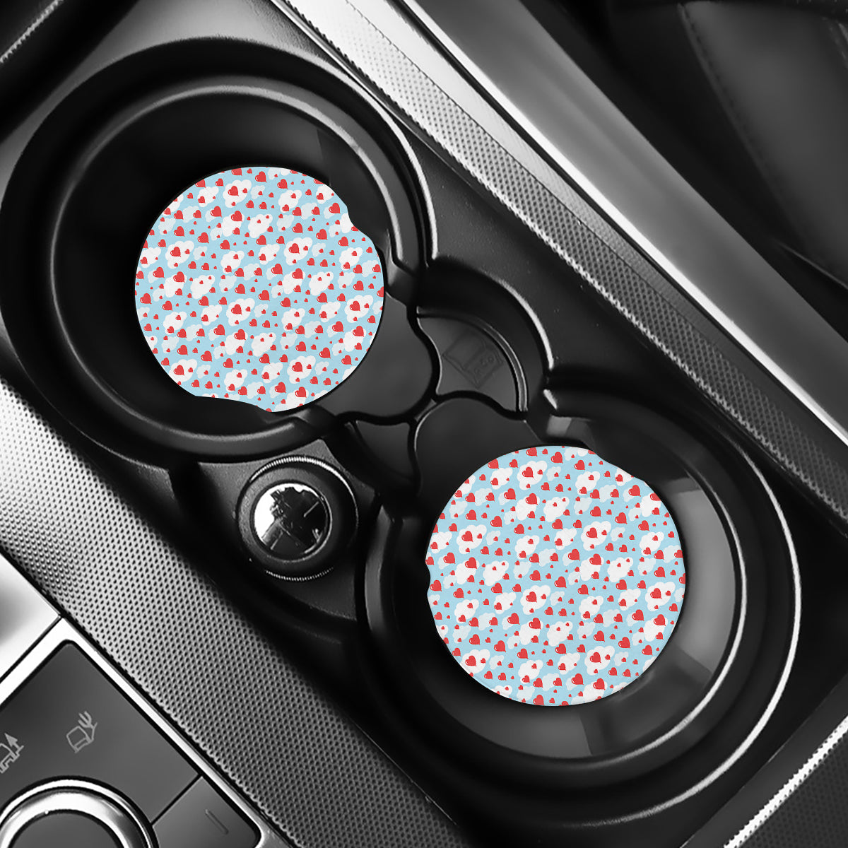 Red Heart Balloon Pattern Print Car Coasters